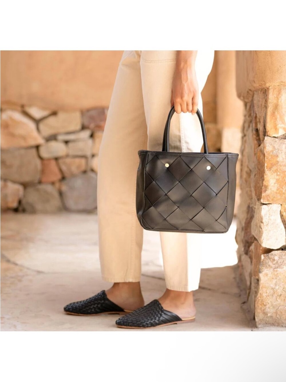 NEW Nisolo Handwoven Carry-All Satchel in Black - Picture 11 of 15